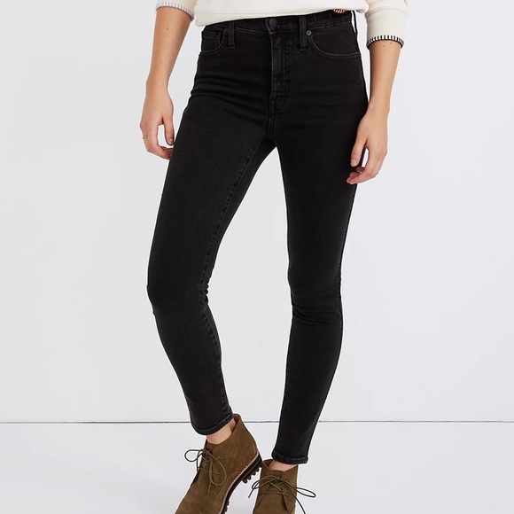 NWT Madewell 10" High Rise Skinny Jeans in Starkey Wash Faded Black Size 27 - Picture 4 of 16